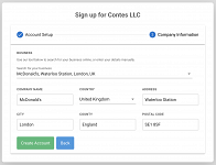 Manual business form needs to be for UK address as well.